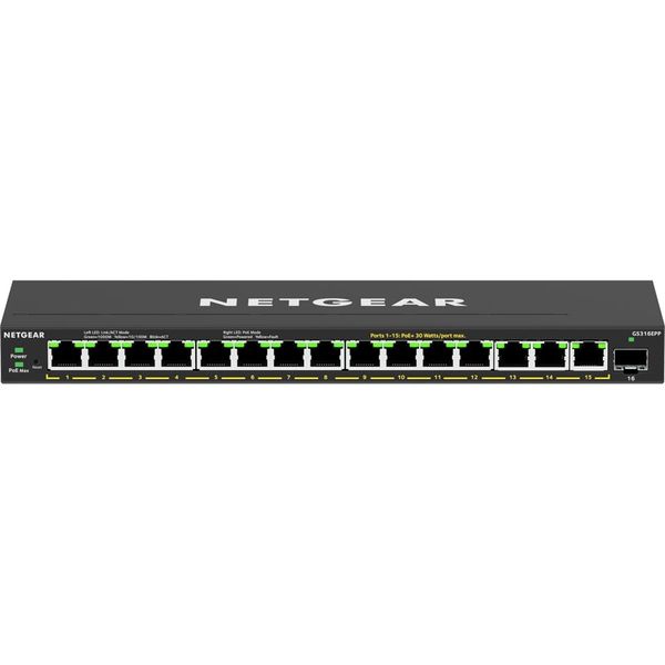 NETGEAR ＳＯＨＯ／家庭向けＰｏＥ＋対応　（２３１Ｗ）　ギガビット１５ポート　ＳＦＰ　１スロット　アンマネージプラススイッチ（直送品）