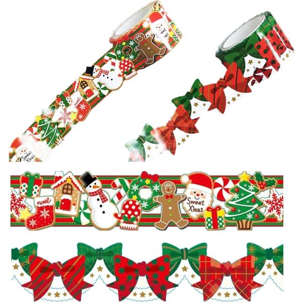 ワールドクラフト カタカタ マスキングテープ クリスマス クッキー＆リボン 30mm幅 2柄セット W01-DT2-Xmas1 1セット（2個入）（直送品）