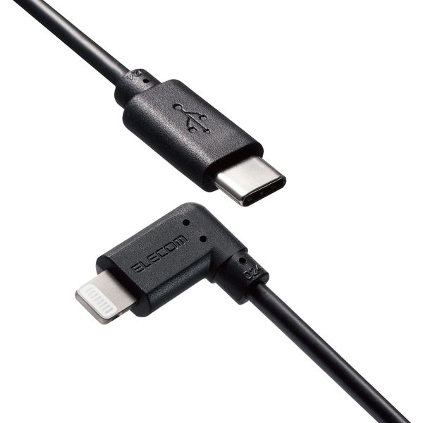 エレコム USB C-Lightningケーブル/USB Power Delivery対応/L字コネクタ/抗菌/0.3m/ブラック MPA-CLL03BK 1個