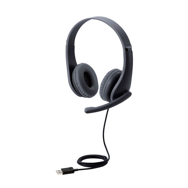 ヘッドセット こども用 両耳 USB接続 回転式マイクアーム ブラック HS-KD01UBK 1個 エレコム