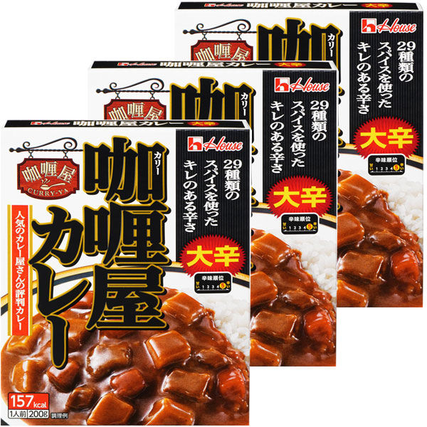 人気商品の再入荷情報をお届け! カリー屋カレー ハウス食品 大辛 アスクル - 1セット(3食入) 200g カレー