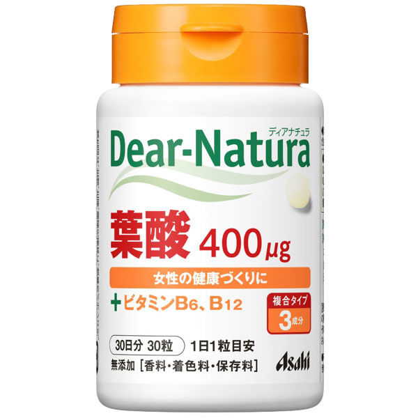 ディアナチュラ（Dear-Natura） 葉酸400μg＋ビタミンB6、B12 30日 1個 アサヒグループ食品