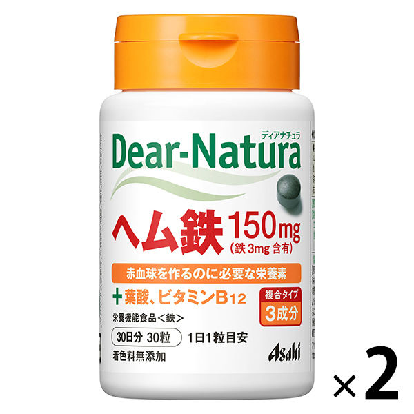 ディアナチュラ（Dear-Natura）　ヘム鉄withサポートビタミン2種　1セット（30日分×2個）　アサヒグループ食品　サプリメント