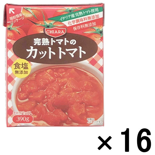 富士貿易 キアーラ カットトマト無塩 テトラパック 390g 1セット