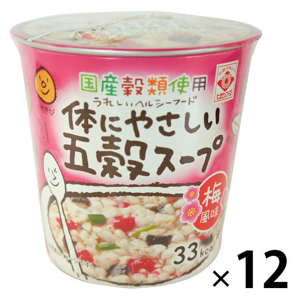 ヒガシマル 国産穀類使用 体にやさしい五穀スープ 梅風味 12個 カップスープ