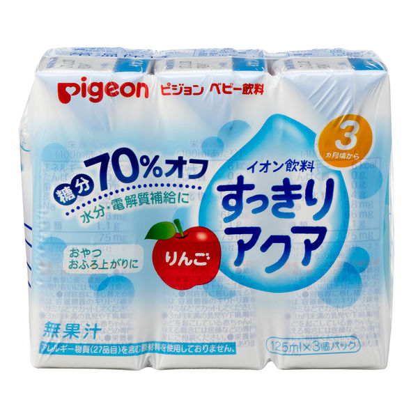 【3ヵ月頃から】ピジョン すっきりアクア りんご 1セット（4パック：125ml×12本）