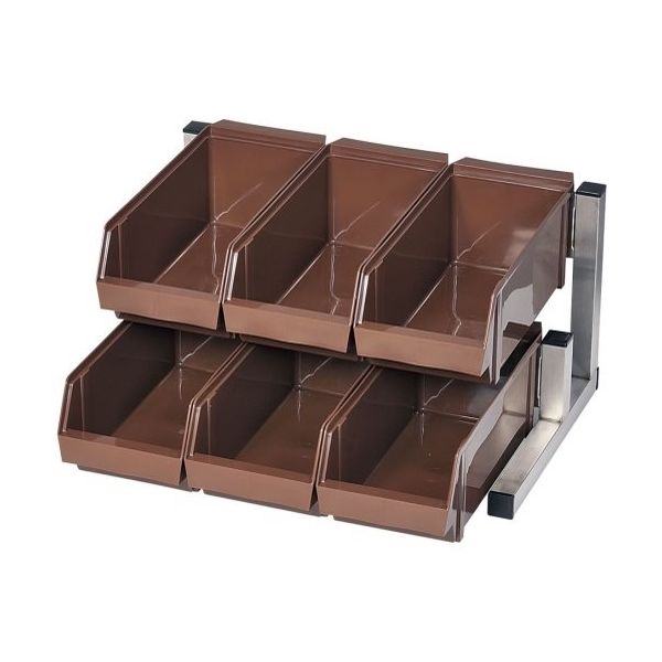 遠藤商事 スマートオーガナイザー 2段3列(6ヶ入) ブラウン 62-6523-80 1ケース(6個)（直送品）