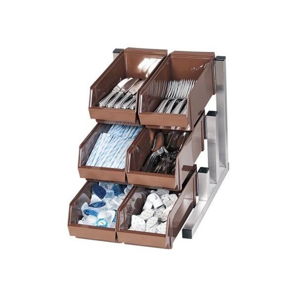 遠藤商事 スマートオーガナイザー 3段2列(6ヶ入) ブラウン 62-6523-95 1ケース(6個)（直送品）