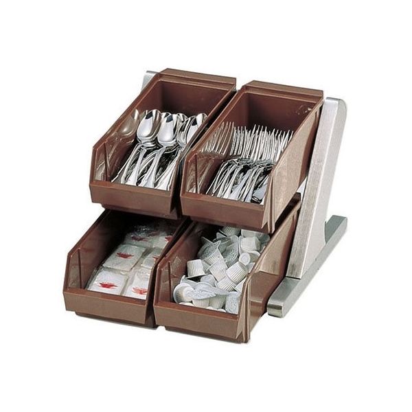 遠藤商事 デラックスオーガナイザー茶 2段2列(4ヶ入) ブラウン 62-6524-36 1ケース(1個)（直送品）