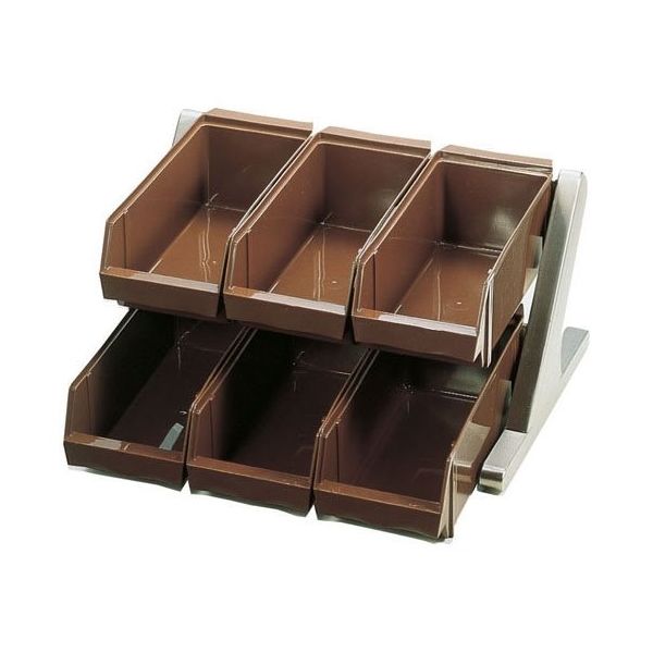 遠藤商事 デラックスオーガナイザー茶 2段3列(6ヶ入) ブラウン 62-6524-41 1ケース(1個)（直送品）