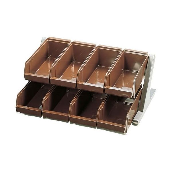 遠藤商事 デラックスオーガナイザー茶 2段4列(8ヶ入) ブラウン 62-6524-46 1ケース(1個)（直送品）