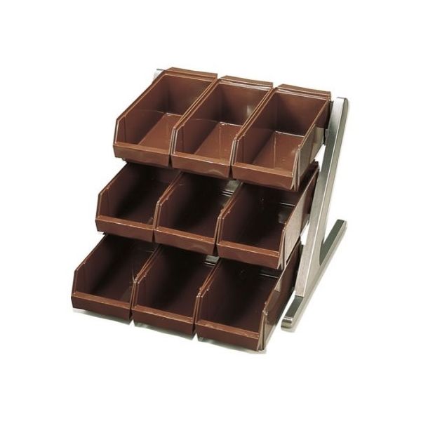 遠藤商事 デラックスオーガナイザー茶 3段3列(9ヶ入) ブラウン 62-6524-61 1ケース(1個)（直送品）