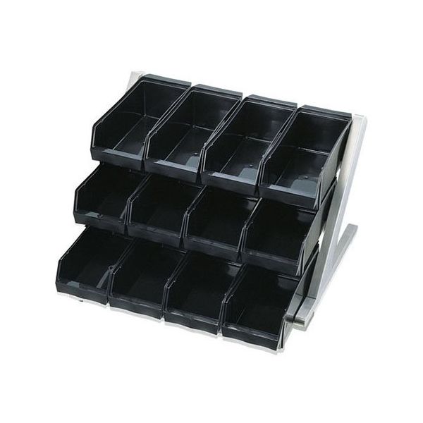 遠藤商事 デラックスオーガナイザー黒 3段4列(12ヶ入) ブラック 62-6524-65 1ケース(1個)（直送品）