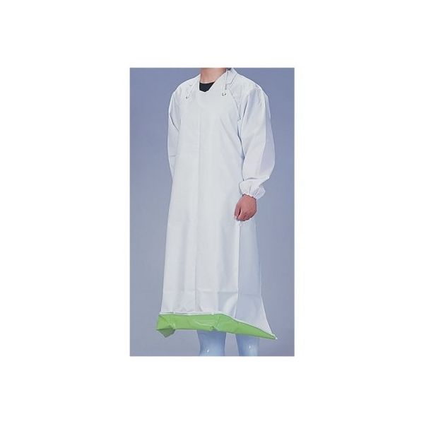 遠藤商事 機能性エプロン ガードロン 塩ビ抗菌 ひもM ホワイト/グリーン 62-6629-14 1枚（直送品）