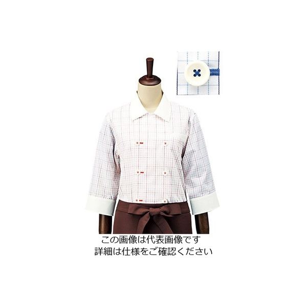遠藤商事 チェック コックシャツ・レギュラーカラー ブルー S SBK4100 1枚 62-6634-43（直送品）