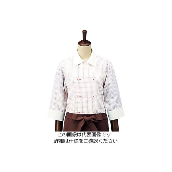 遠藤商事 チェック コックシャツ・レギュラーカラー SBK4100 オレンジ S 62-6634-49 1枚（直送品）