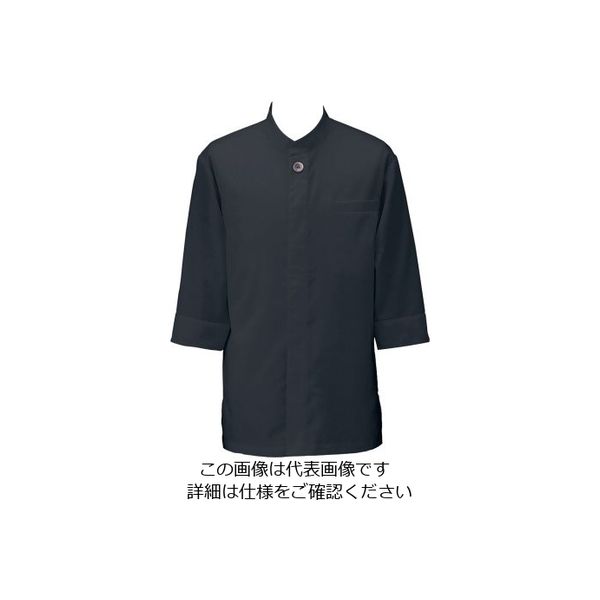 遠藤商事 アゼック和風コートシャツ・シングル ブラック LL SLB910-4 1枚 62-6639-35（直送品）