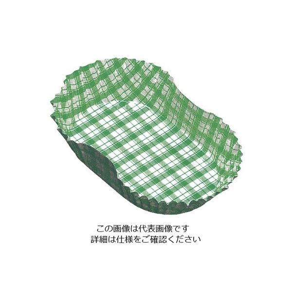アヅミ産業 紙カップ ココケース小判型(500枚入) 緑 11 1ケース(500枚) 62-6649-06（直送品）