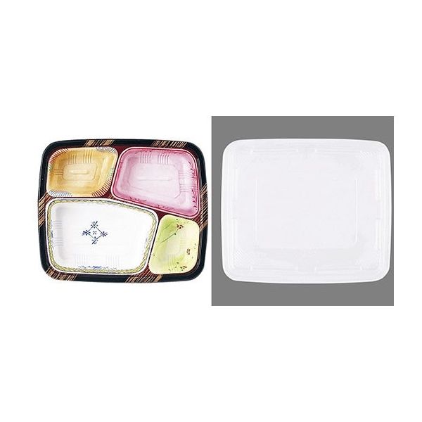 遠藤商事 ワンウェイ 耐熱お弁当容器 刷毛目(蓋付・50セット入) T-25 1ケース(50セット) 62-6652-32（直送品）