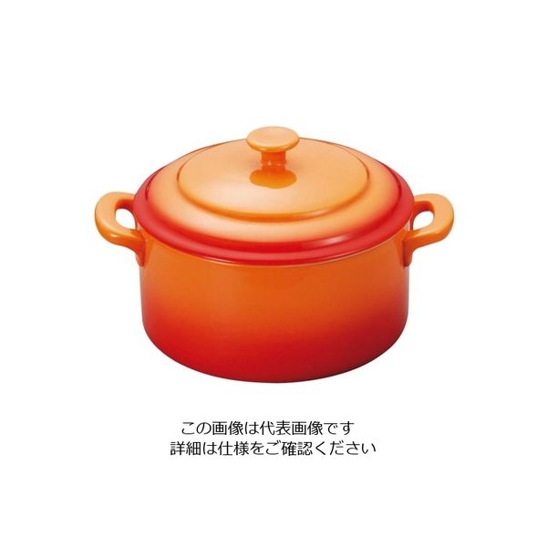 ミヤザキ食器 ソレイユ ラウンドキャセロール S SO0810 オレンジ 62-6678-16 1個（直送品）
