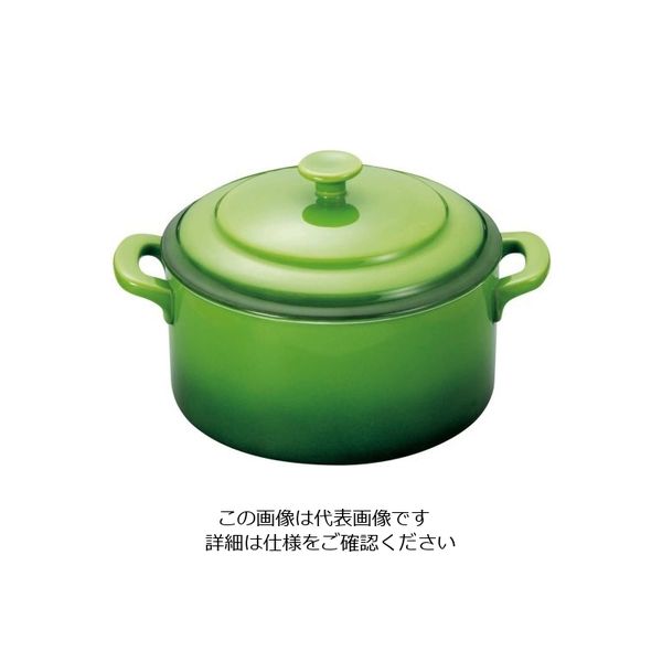 ミヤザキ食器 ソレイユ ラウンドキャセロール S SO0810 グリーン 62-6678-17 1個（直送品）