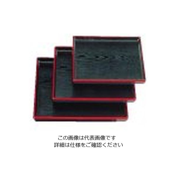 若泉漆器 新木目角盆 黒天朱 尺2寸 1ー72ー18 62-6763-74 1枚（直送品）