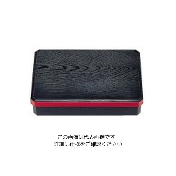 若泉漆器 尺0寸長手隅切松花堂 黒渕朱 (仕切別)1ー237ー6 62-6802-11 1個（直送品）