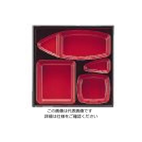 若泉漆器 8.5寸松花堂用舟型仕切 朱天黒 1ー395ー10 62-6802-29 1個（直送品）