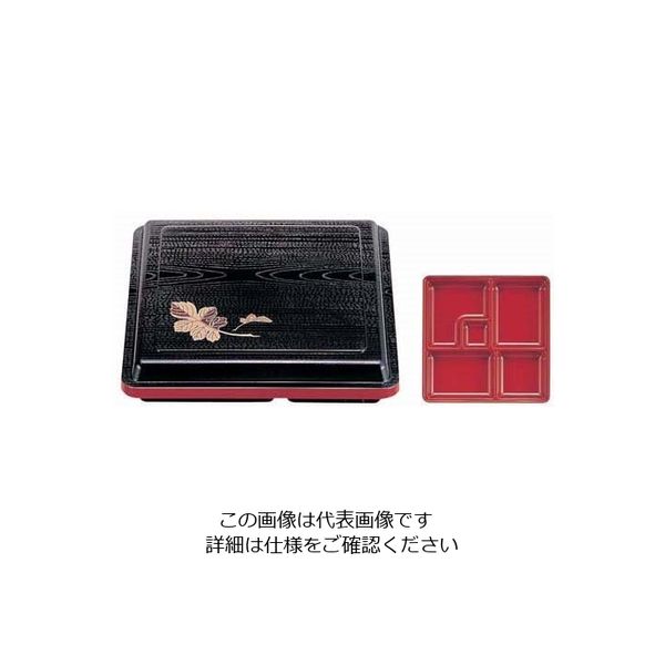 若泉漆器 耐熱赤坂弁当 黒新木目一枚菊内朱 1ー421ー2 (固定仕切) 62-6802-84 1個（直送品）