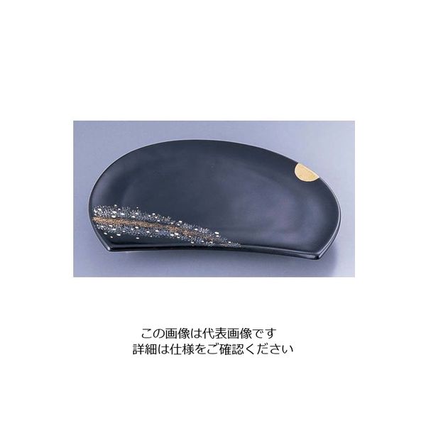 遠藤商事 AZ42ー2 黒釉花吹雪半月皿 62-6843-10 1枚（直送品）