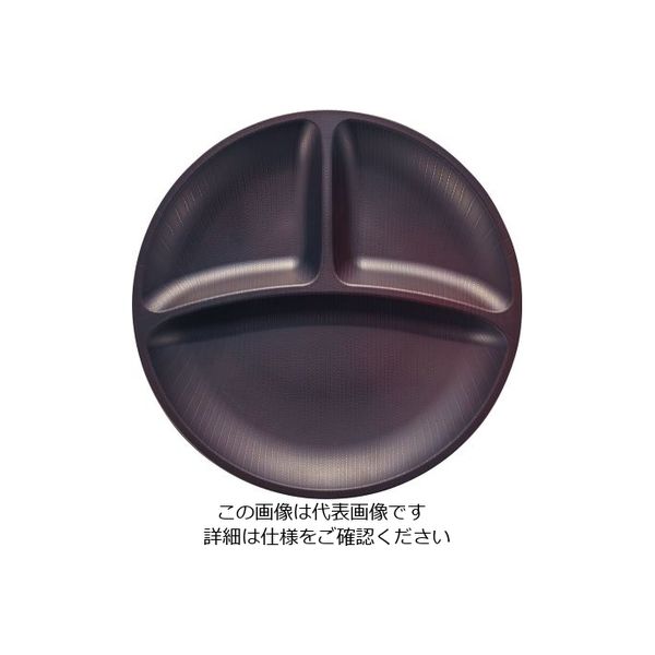 台和 ウォールナ 3ツ仕切プレート 25cm ダークブラウン 62-6852-27 1枚（直送品）