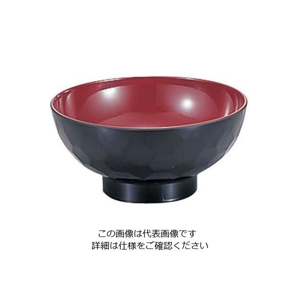 若泉漆器 3.8寸亀甲椀 黒内朱 1ー190ー13 62-6854-31 1個（直送品）