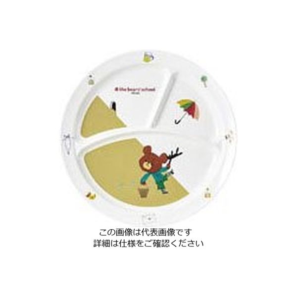 関東プラスチック工業 メラミンお子様食器「くまのがっこう」 丸ランチ皿 CMー65TA 62-6855-40 1枚（直送品）
