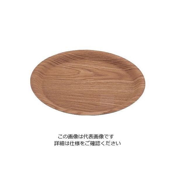 萬洋 木目樹脂ラウンドトレイ ナチュラル 中 63-1254-89 1個（直送品）