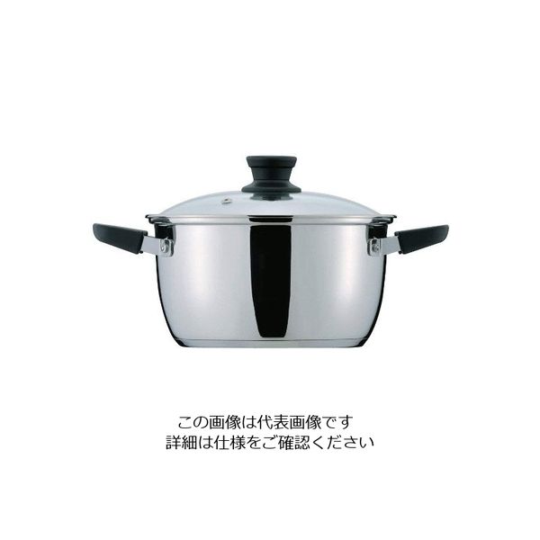 パール金属 クラッセ 3層底ガラス蓋付両手鍋 22cm(内面ふっ素加工) HB-3417 1個 63-2765-56（直送品）