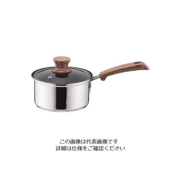 パール金属 ウッディパル 3層底ガラス蓋付片手鍋 14cm(内面ふっ素加工) HB-3174 1個 63-2764-58（直送品）