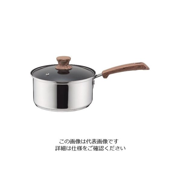 パール金属 ウッディパル 3層底ガラス蓋付片手鍋 18cm(内面ふっ素加工) HB-3176 1個 63-2764-60（直送品）