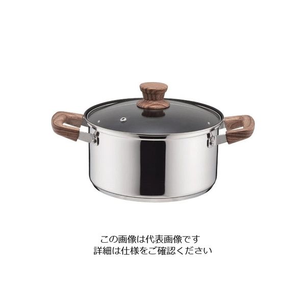 パール金属 ウッディパル 3層底ガラス蓋付両手鍋 20cm(内面ふっ素加工) HB-3177 1個 63-2764-61（直送品）