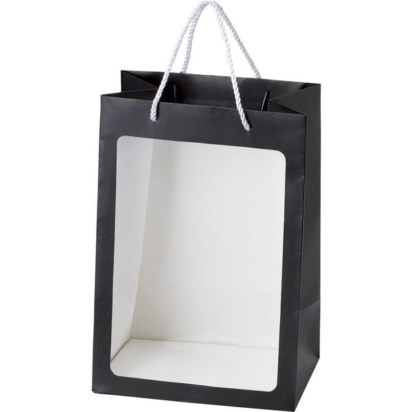 松野工業 窓付きペーパーバッグ（トール） ブラック　H32×W22×D15cm F-1-95706 6個（直送品）