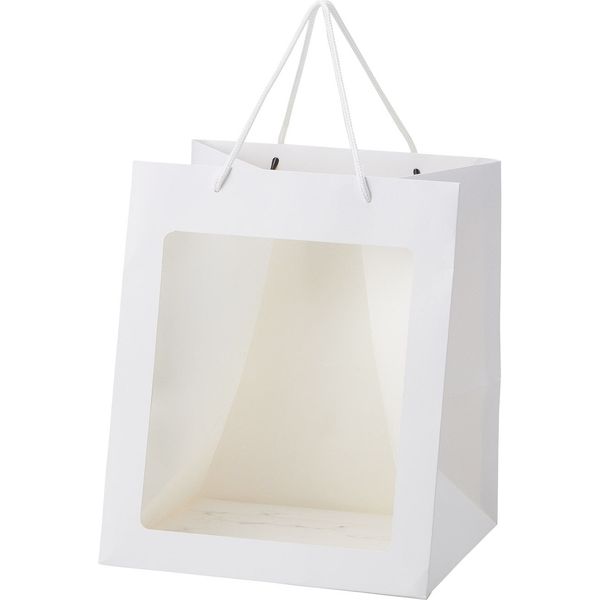 松野工業 窓付きペーパーバッグ（L） ホワイト　H30×W25×D25cm F-3-95709 6個（直送品）