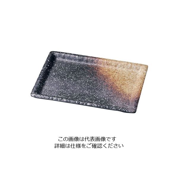 遠藤商事 メラミン 耐熱渕付巾広長角皿 黒備前 63-5716-33 1個（直送品）