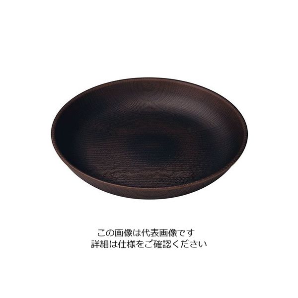 遠藤商事 WOOD ラウンドプレート 21cm ダークブラウン 63-5718-01 1個（直送品）