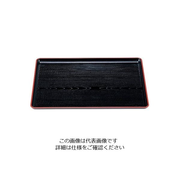 若泉漆器 一休木目盆 黒天朱 尺1寸 ABS樹脂 NS加工 63-7173-86 1個（直送品）