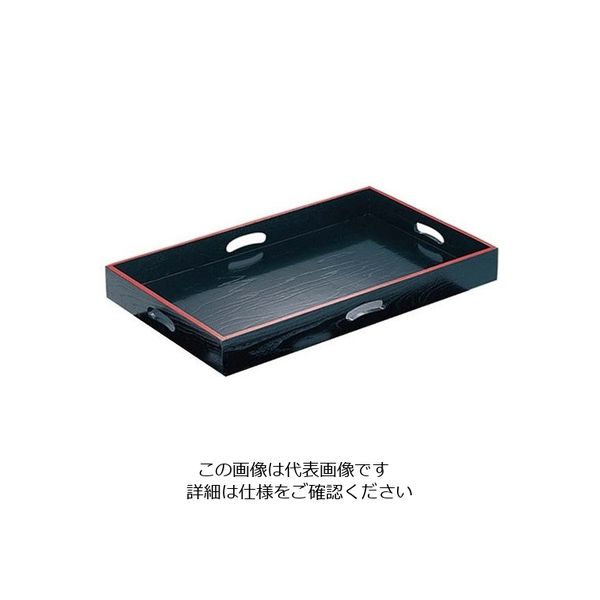 江部松商事 木製 四方手かけ付 脇取盆 7ー309ー15 黒天朱 63-7174-75 1個（直送品）