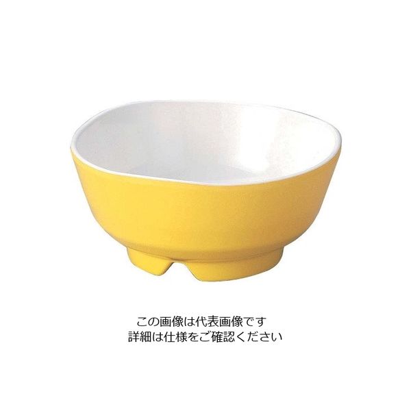 若泉漆器 バイキングウェーブ丸小鉢 黄(内白) 63-7200-60 1個（直送品）