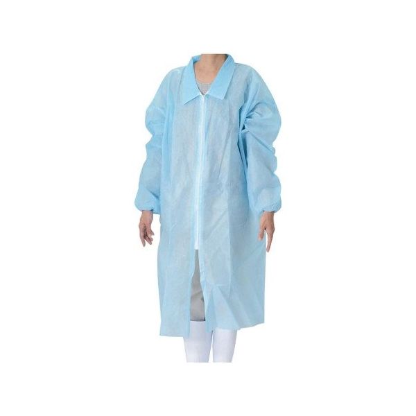 メディテックジャパン 不織布 ガウンブルー(50枚入)ジッパー付 L 63-7227-08 1枚(50枚)（直送品）