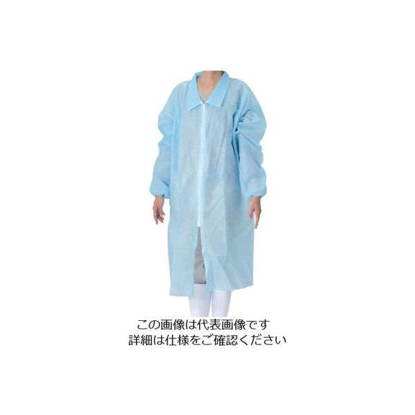メディテックジャパン 不織布 ガウンブルー(50枚入)ジッパー付 LL 63-7227-09 1枚(50枚)（直送品）