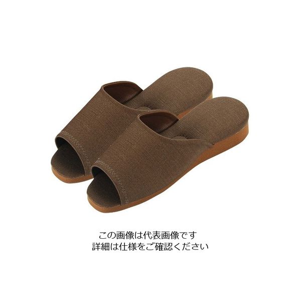 アズワン スリッパ シルキー紬 共中厚底 No.1580 こげ茶 63-7229-65 1個（直送品）
