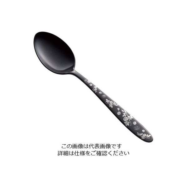 トーダイ ステン シーク 黒酸化発色 ローズ デザートスプーン 63-7238-09 1個（直送品）