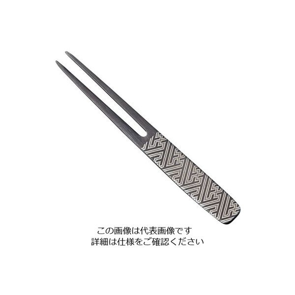 トーダイ 18ー8 黒酸化発色 ピックフォーク かんざし 紗綾形 63-7238-28 1個（直送品）